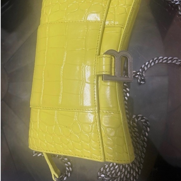 Balenciaga Neon Yellow Croc-Embossed Clutch - Picture 3 of 7